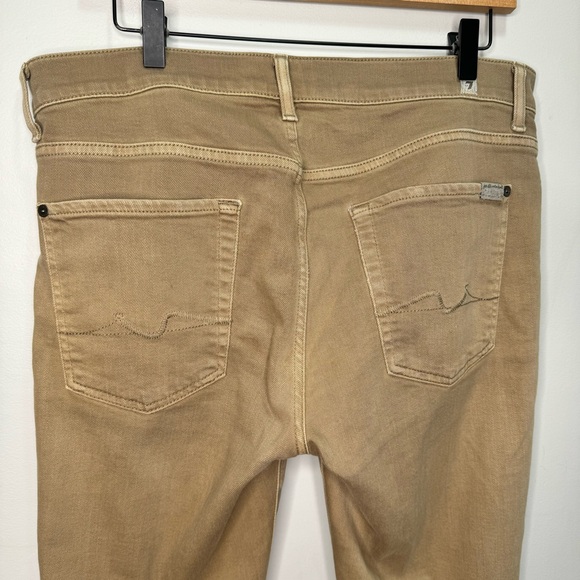 7 For All Mankind Slimmy Slim Straight Leg Tan Jeans Size 33 - Picture 12 of 16